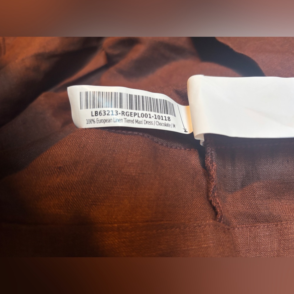 Quince 100% European Linen Tiered Maxi Dress Chocolate Rust - Picture 9 of 10
